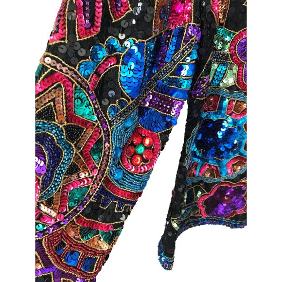Museum-Worthy Vintage Sequin & Glass Bead Blouse – 100% Silk, Handcrafted Statem - Picture 10 of 10